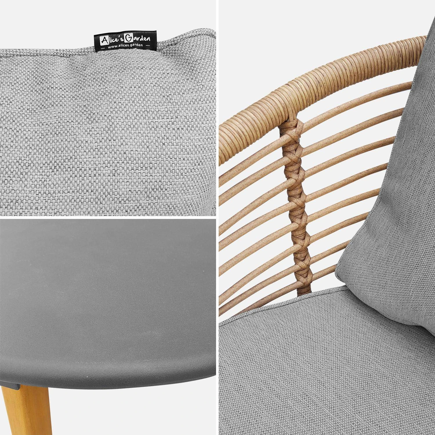 Salon De Jardin Bas Résine Tressée Effet Rotin 2 Places Couleur : Gris Chiné – Image 3