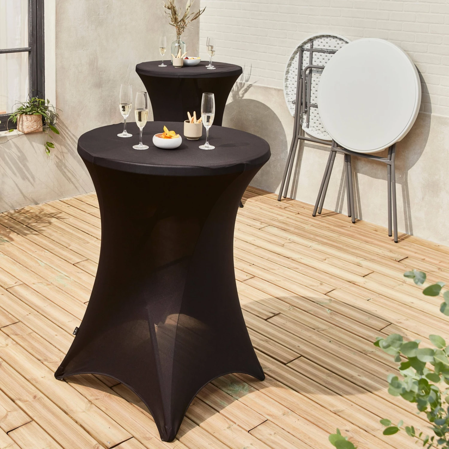 Table Mange Debout Pliable Avec Housse De Protection (lot De 2) Couleur : Noir â Image 2
