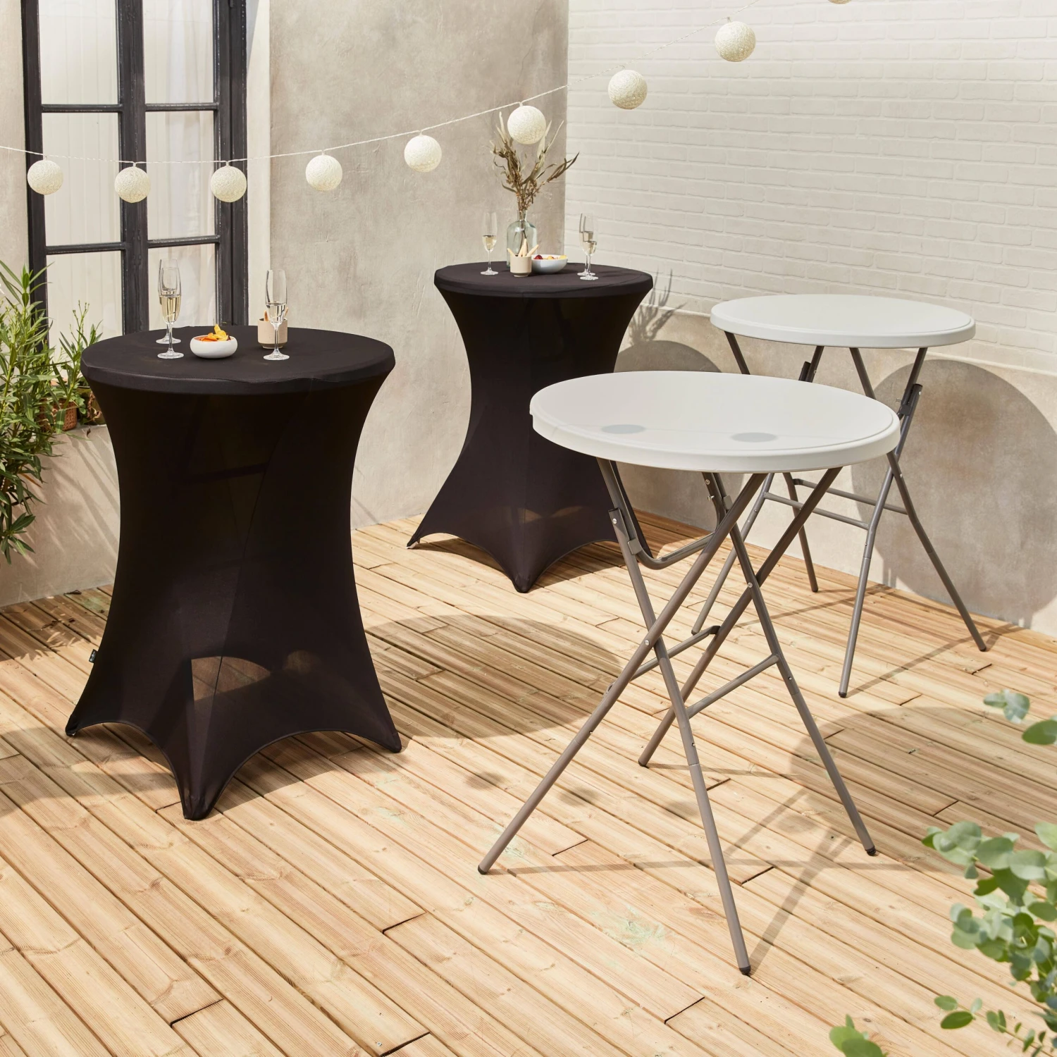 Table Mange Debout Pliable Avec Housse De Protection (lot De 2) Couleur : Noir