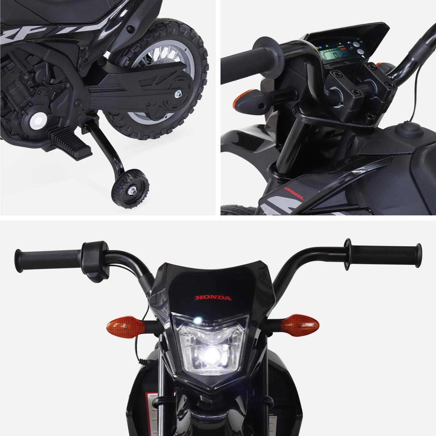 Moto électrique Enfant Honda 6V, 1 Place Couleur : Noir – Image 3