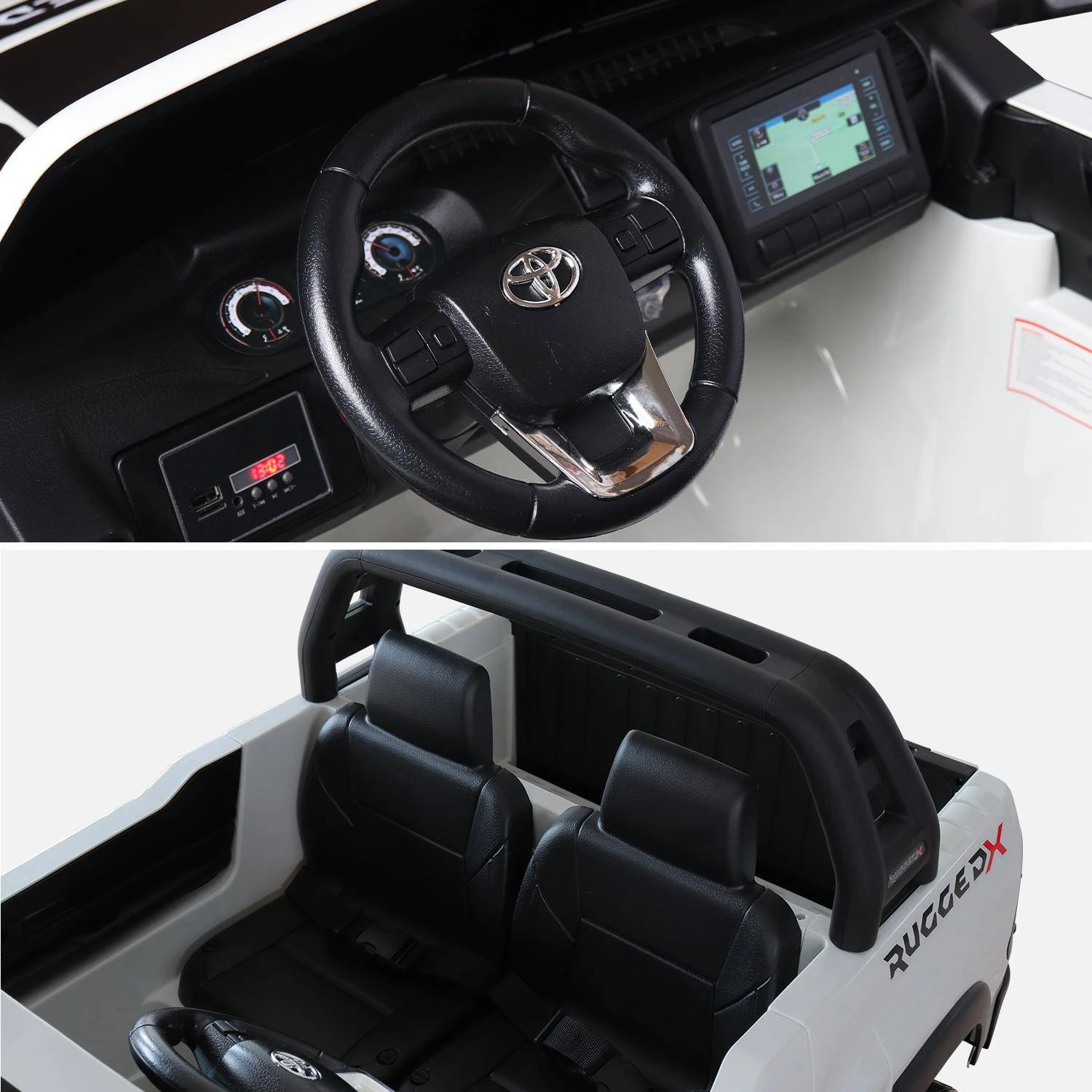 Voiture électrique Enfant Toyota Hilux 12V, 2 Places Couleur : Blanc – Image 5