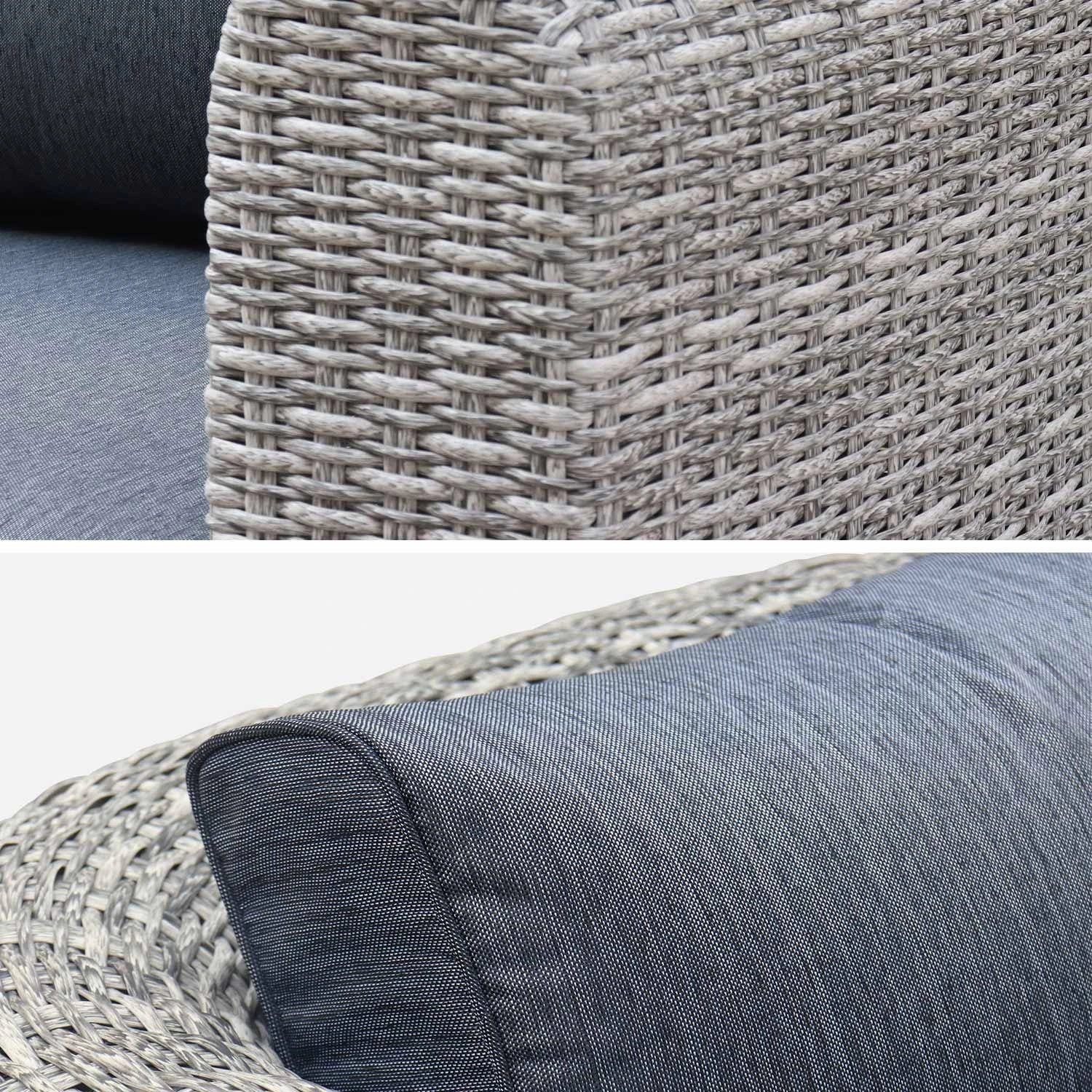 Salon De Jardin Résine Tressée Ronde 6 Places Couleur : Gris / Gris Chiné – Image 3