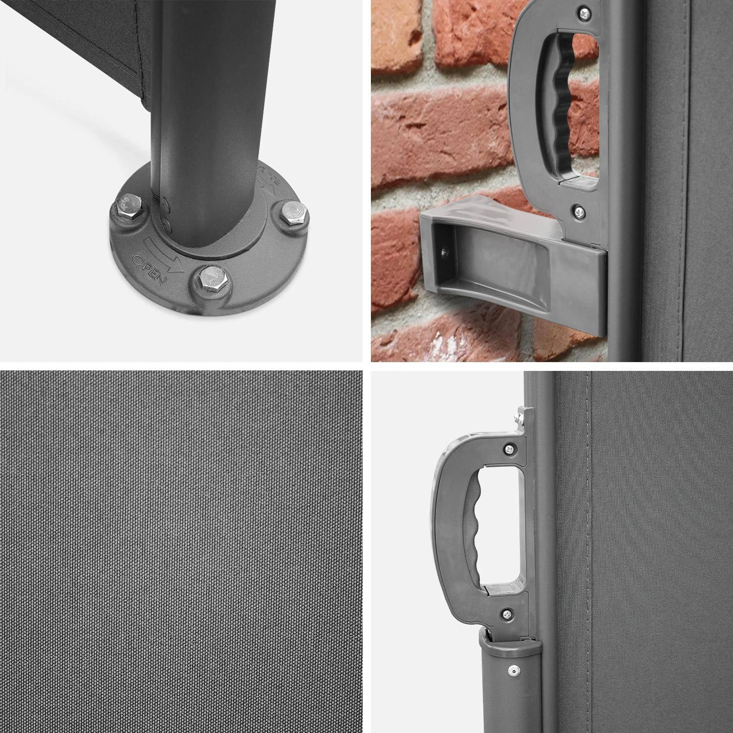 Paravent Rétractable 300x160cm Couleur : Gris – Image 3