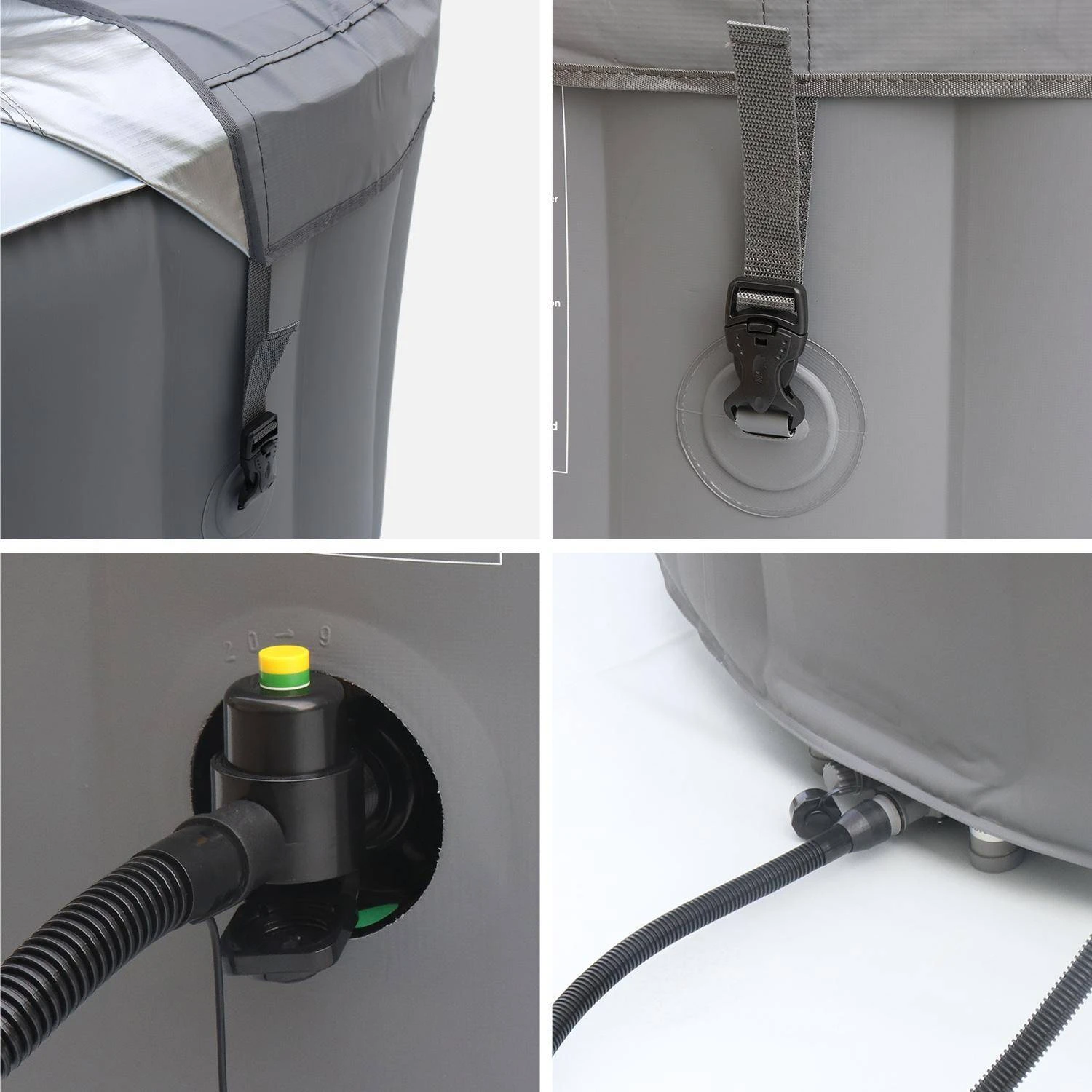 Spa Gonflable 4 Places Rond Bande LED, Système Anti-gel, Bâche – Image 4