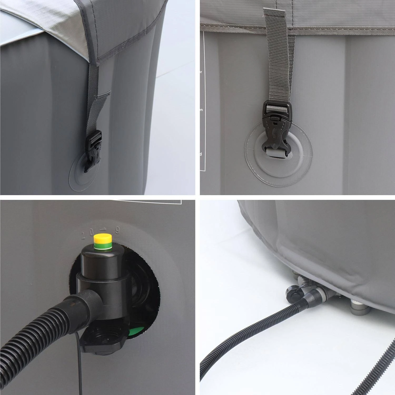 Spa Gonflable 6 Places Rond Bande LED, Système Anti-gel, Bâche – Image 6