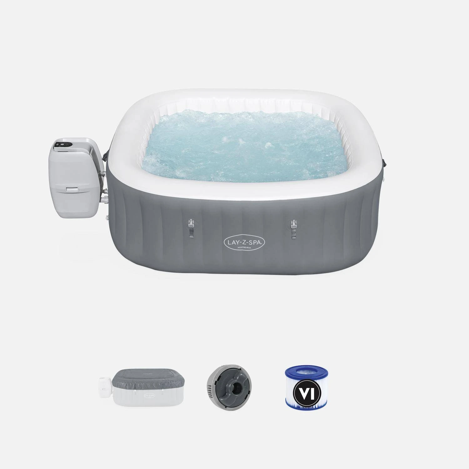 Spa Gonflable Lay-Z Spa Madeira Contrôle WIFI 6 Places Carré Avec Accessoires