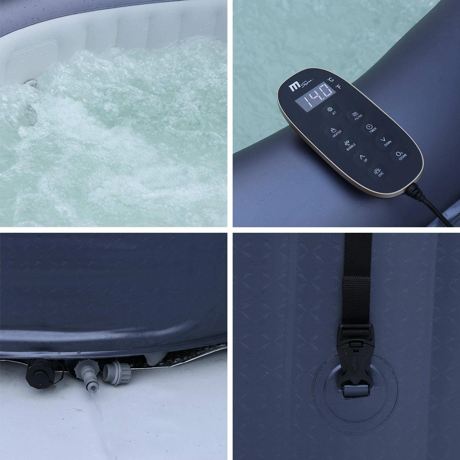 Spa Gonflable 6 Places Rond Jets Hydromassages Désinfection UVC, Anti Gel, M-one – Image 4