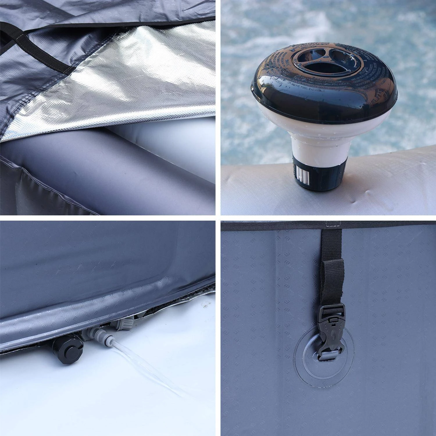 Spa Gonflable 2 Places Rond, Gonflage Automatique, Ozonateur, Couvercle Et Tapis â Image 5