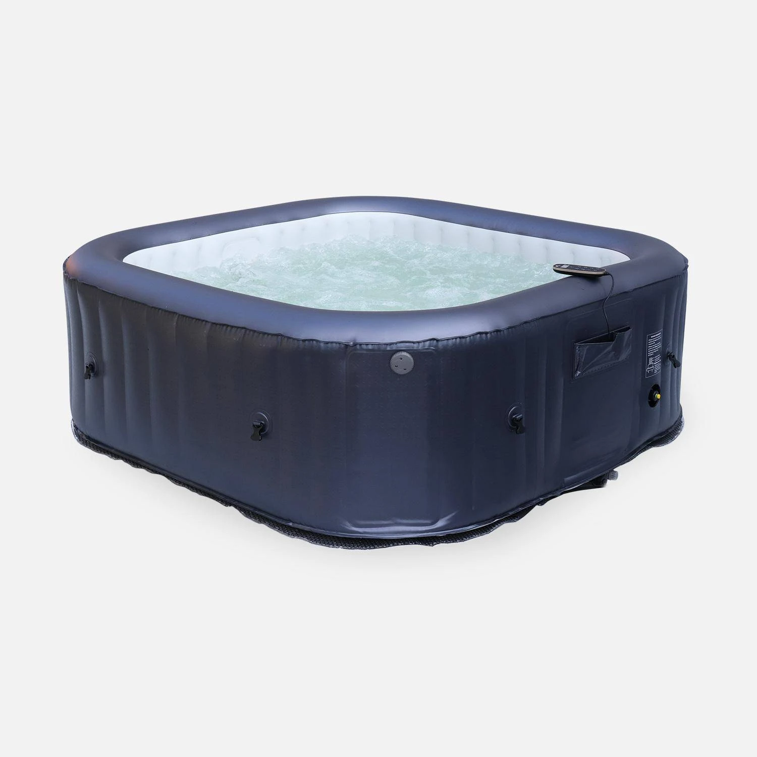 Spa Gonflable 6 Places Carré Jets Hydromassages Désinfection UVC Anti Gel, M-one