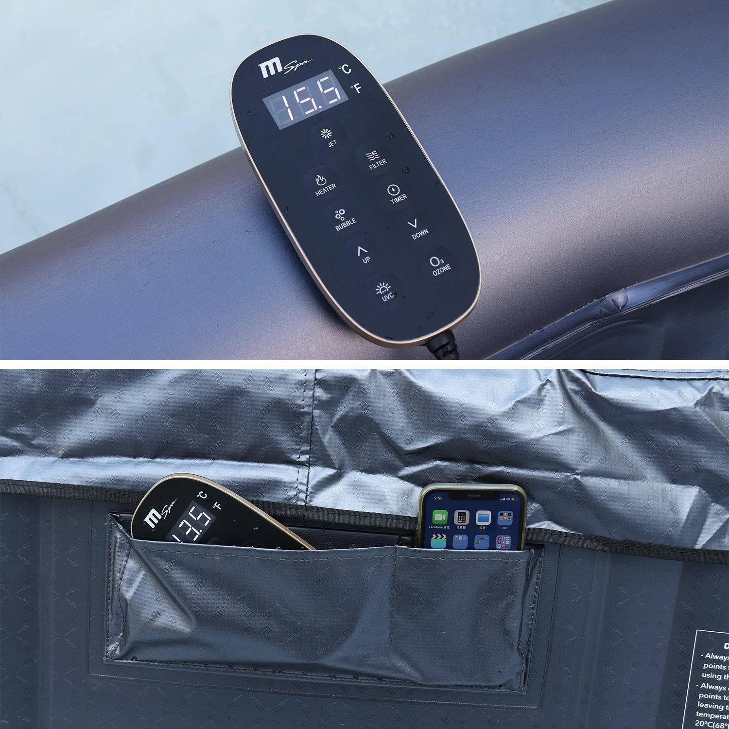 Spa Gonflable 6 Places Carré Jets Hydromassages Désinfection UVC Anti Gel, M-one – Image 4