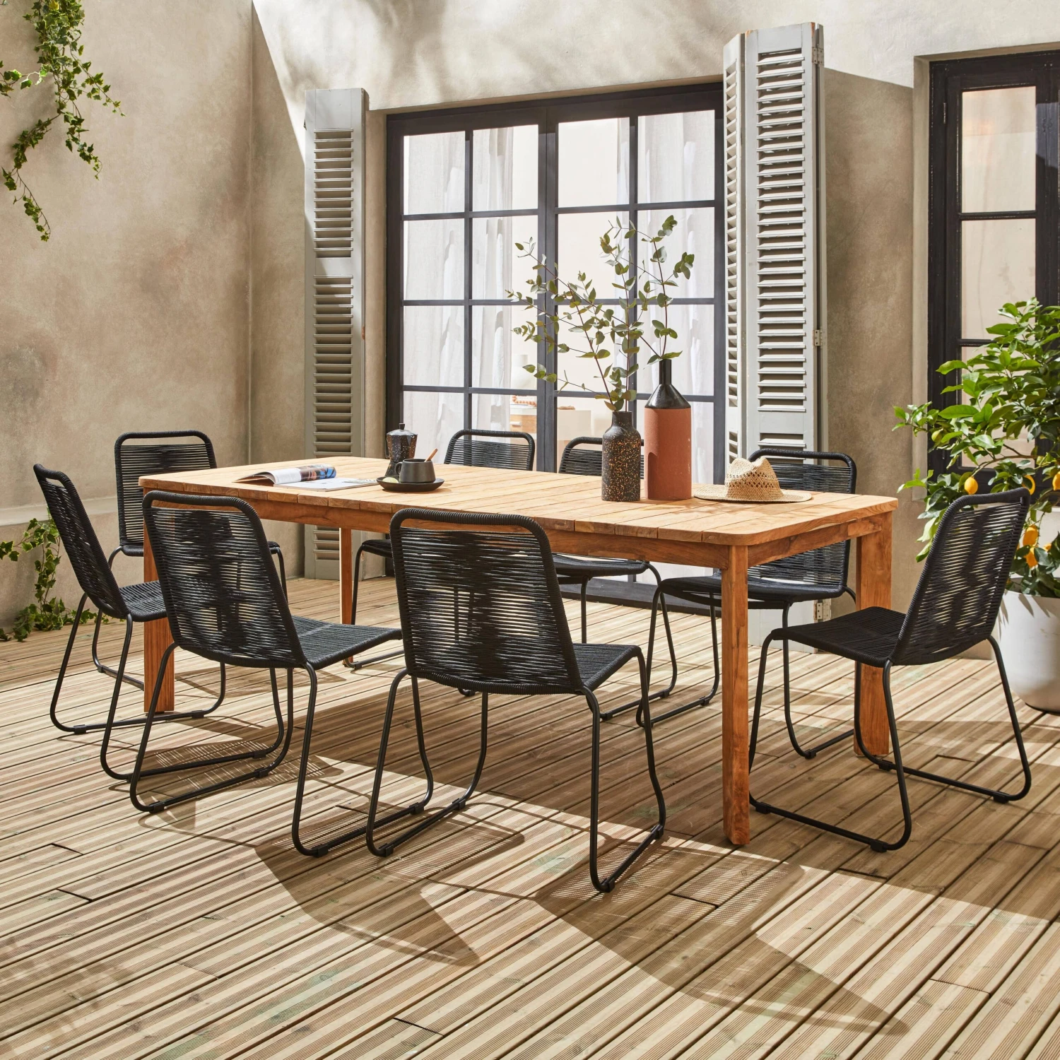 Table Intérieur/extérieur En Teck Recyclé, 8 Places 220cm – Image 2