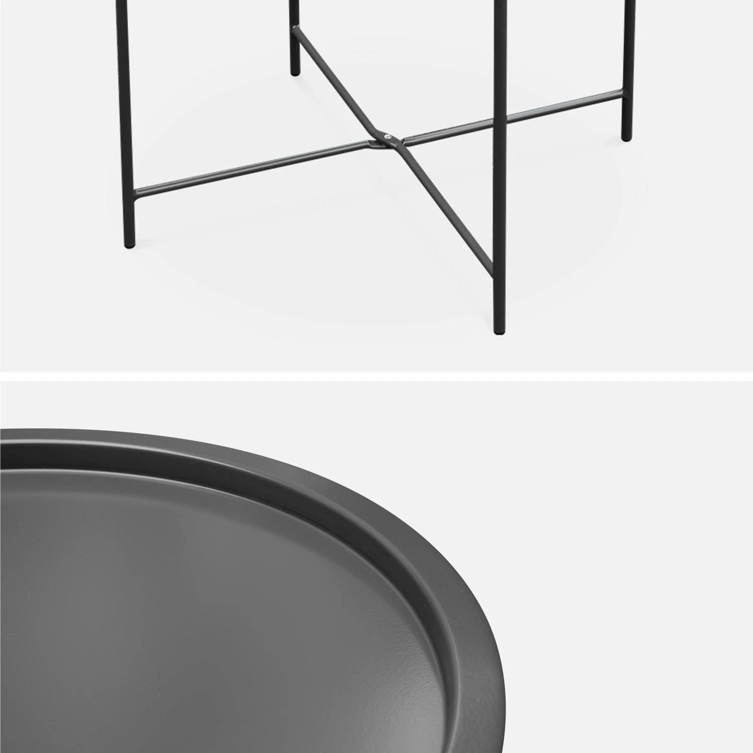 Table D'appoint Métal Ø46cm Couleur : Anthracite – Image 2