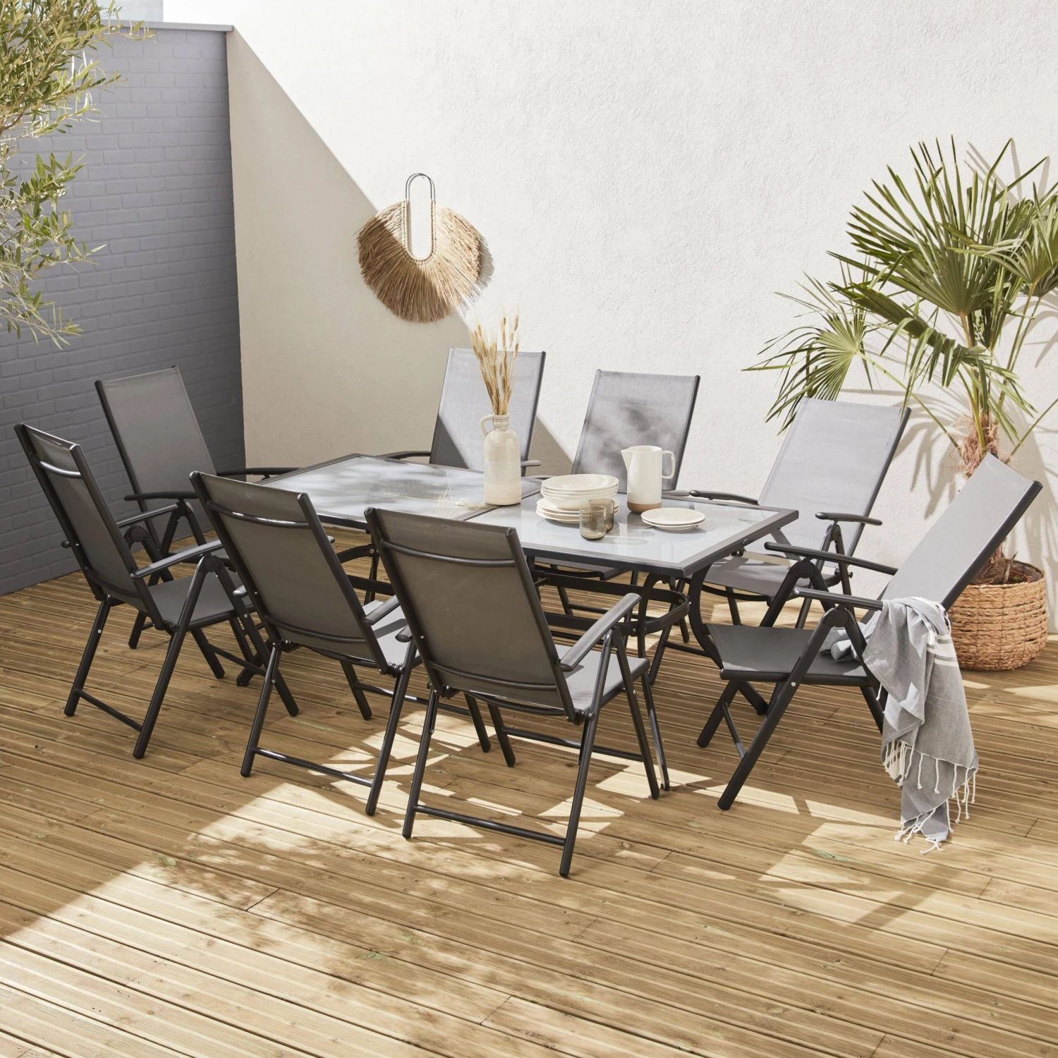 Table De Jardin Aluminium, 8 Chaises