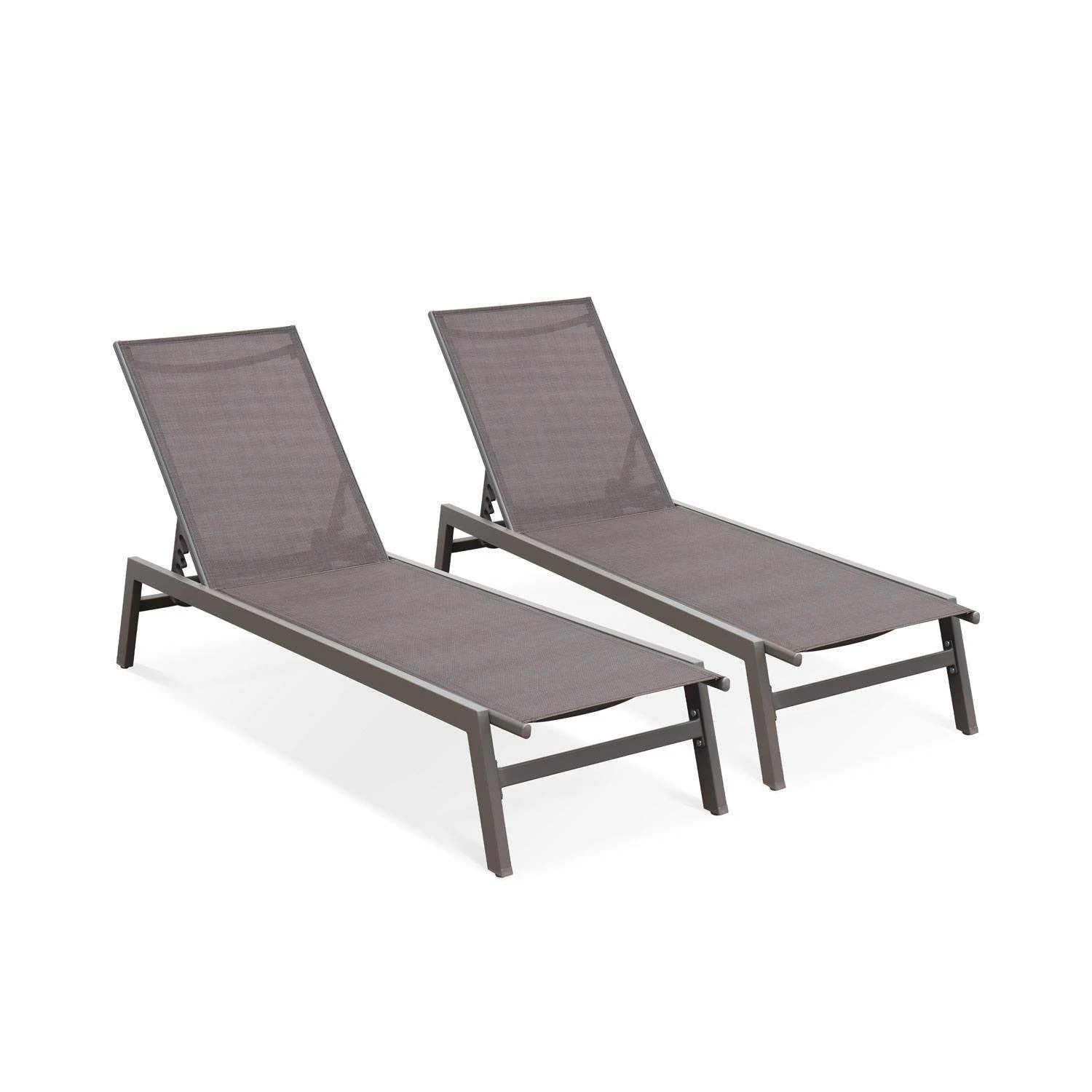 Bain De Soleil Aluminium Multi Position Et Empilable (lot De 2) Couleur : Taupe