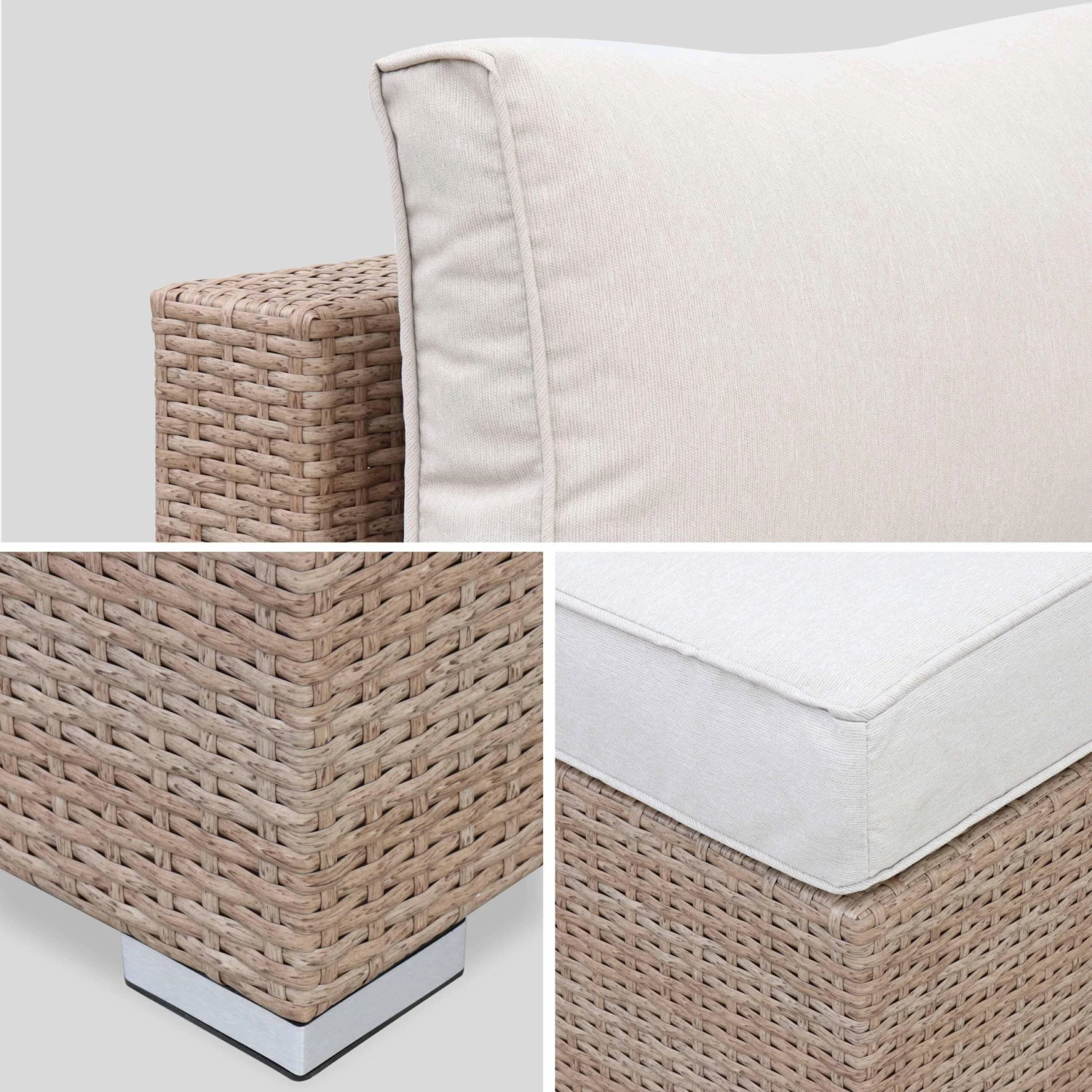 Salon De Jardin Résine Tressée 8 à 10 Places Couleur : Beige / Beige – Image 7