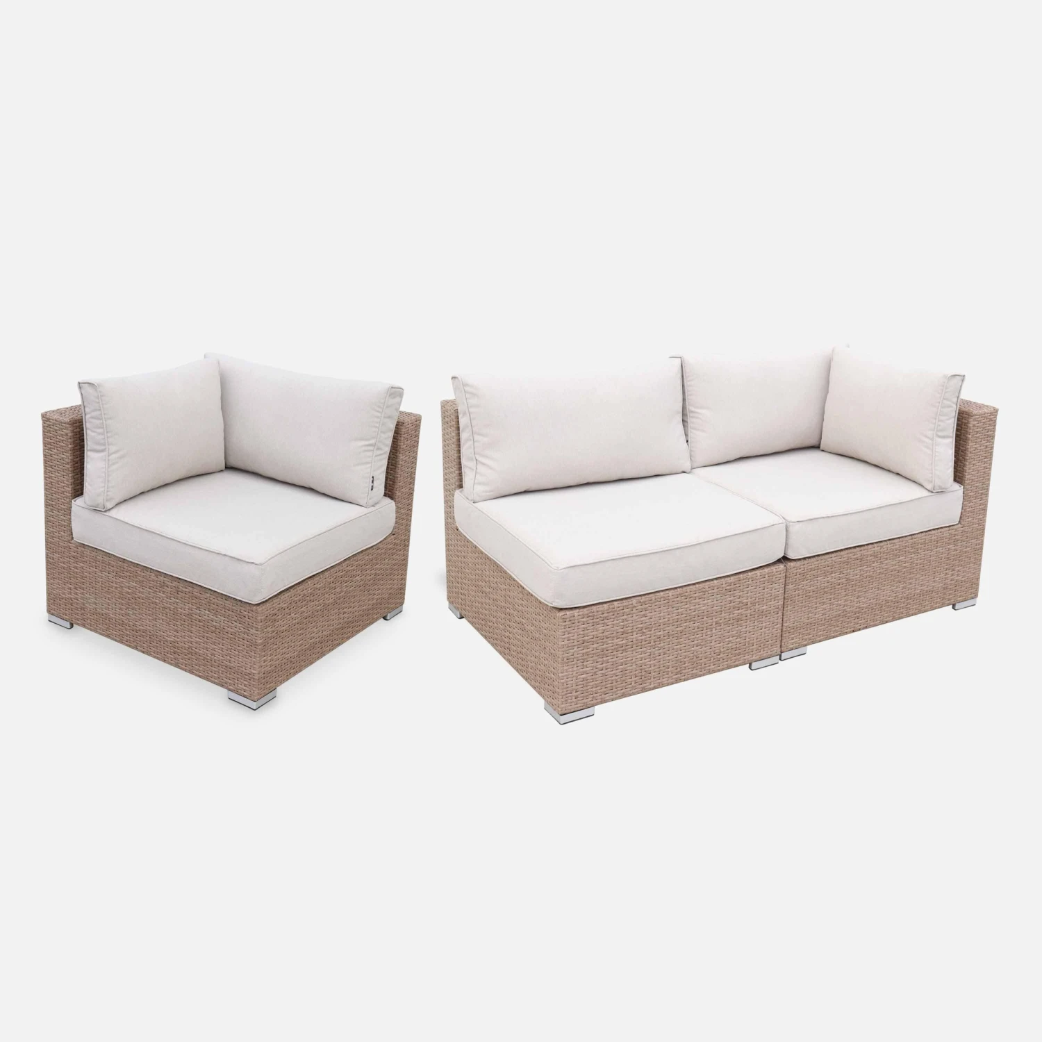 Salon De Jardin Résine Tressée 8 à 10 Places Couleur : Beige / Beige – Image 5