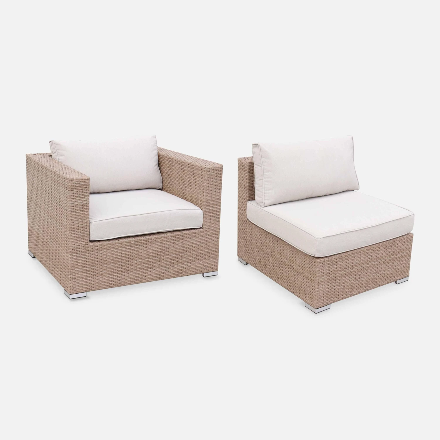 Salon De Jardin Résine Tressée 8 à 10 Places Couleur : Beige / Beige – Image 4