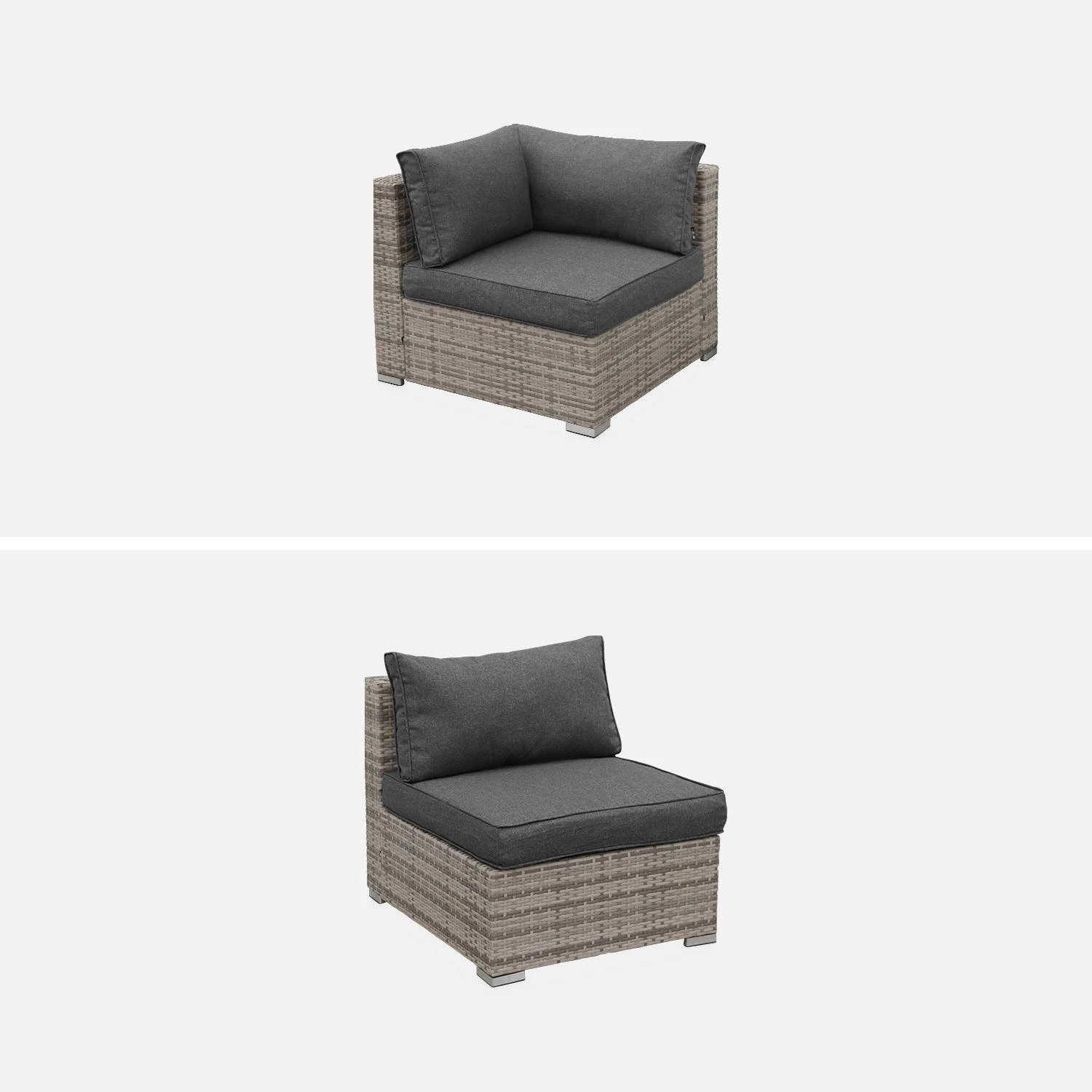 Fauteuil D'angle + Fauteuil Résine Tressée Couleur : Nuances De Gris / Gris – Image 3