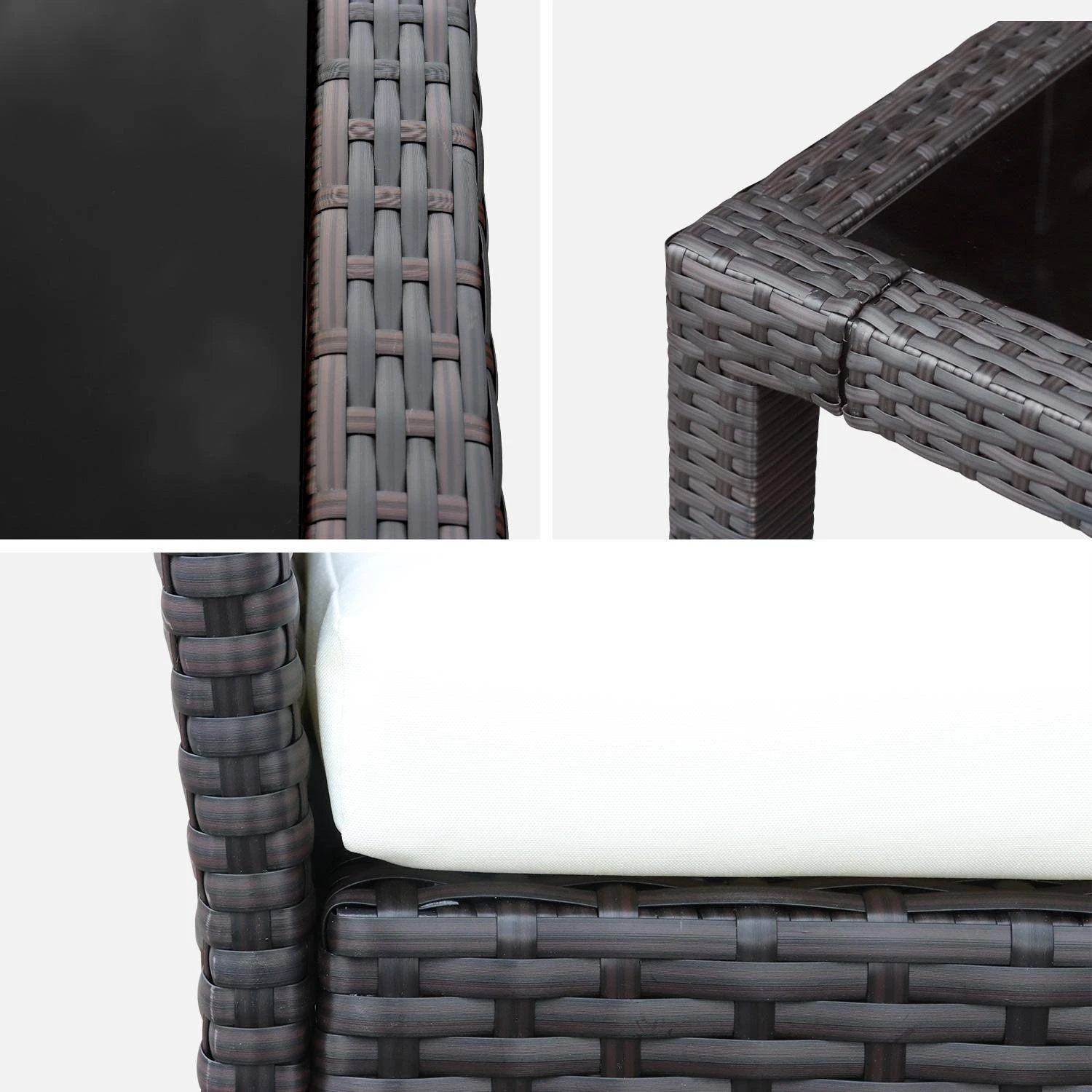 Table De Jardin Résine Tressée, 6 Fauteuils Couleur : Marron / Ecru – Image 5