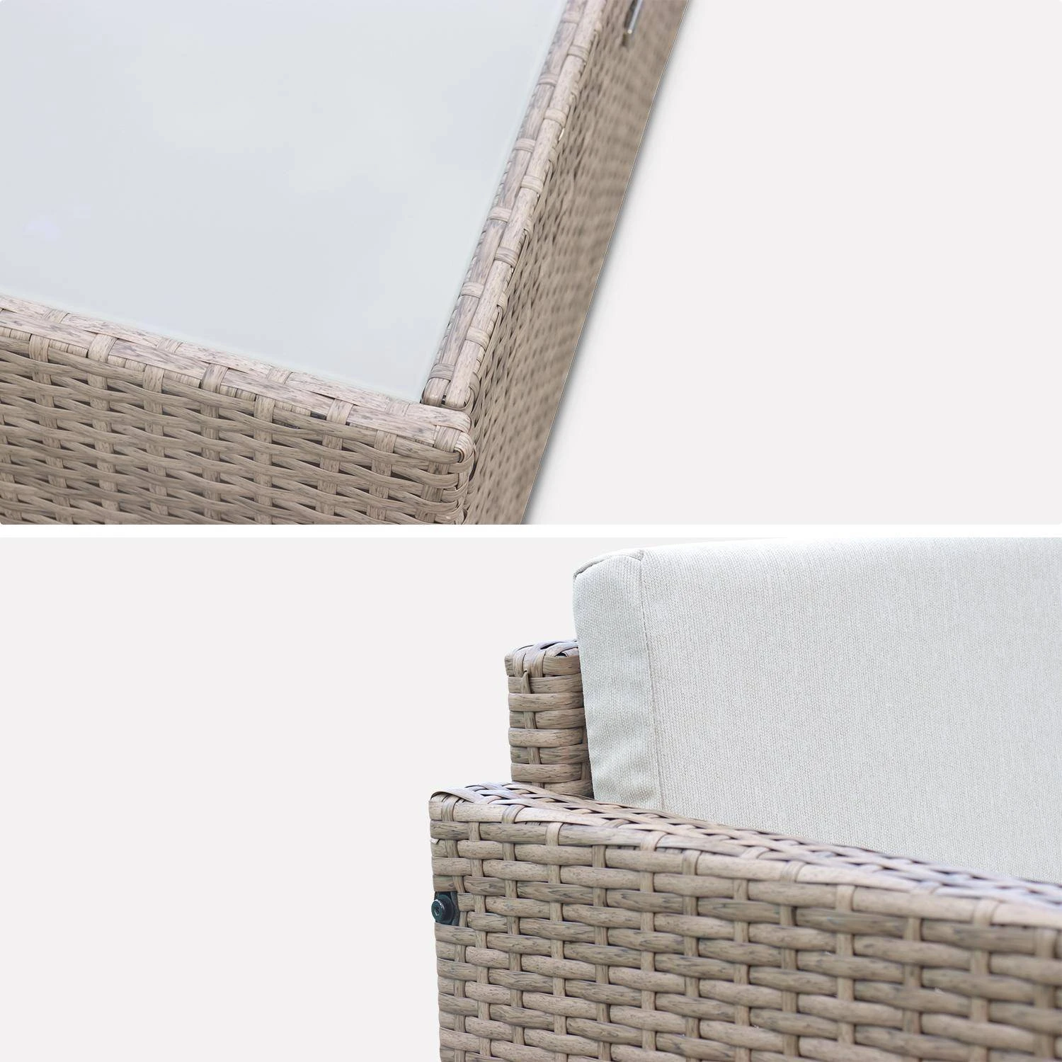 Salon De Jardin Résine Tressée 4 Places Couleur : Naturel / Beige – Image 7