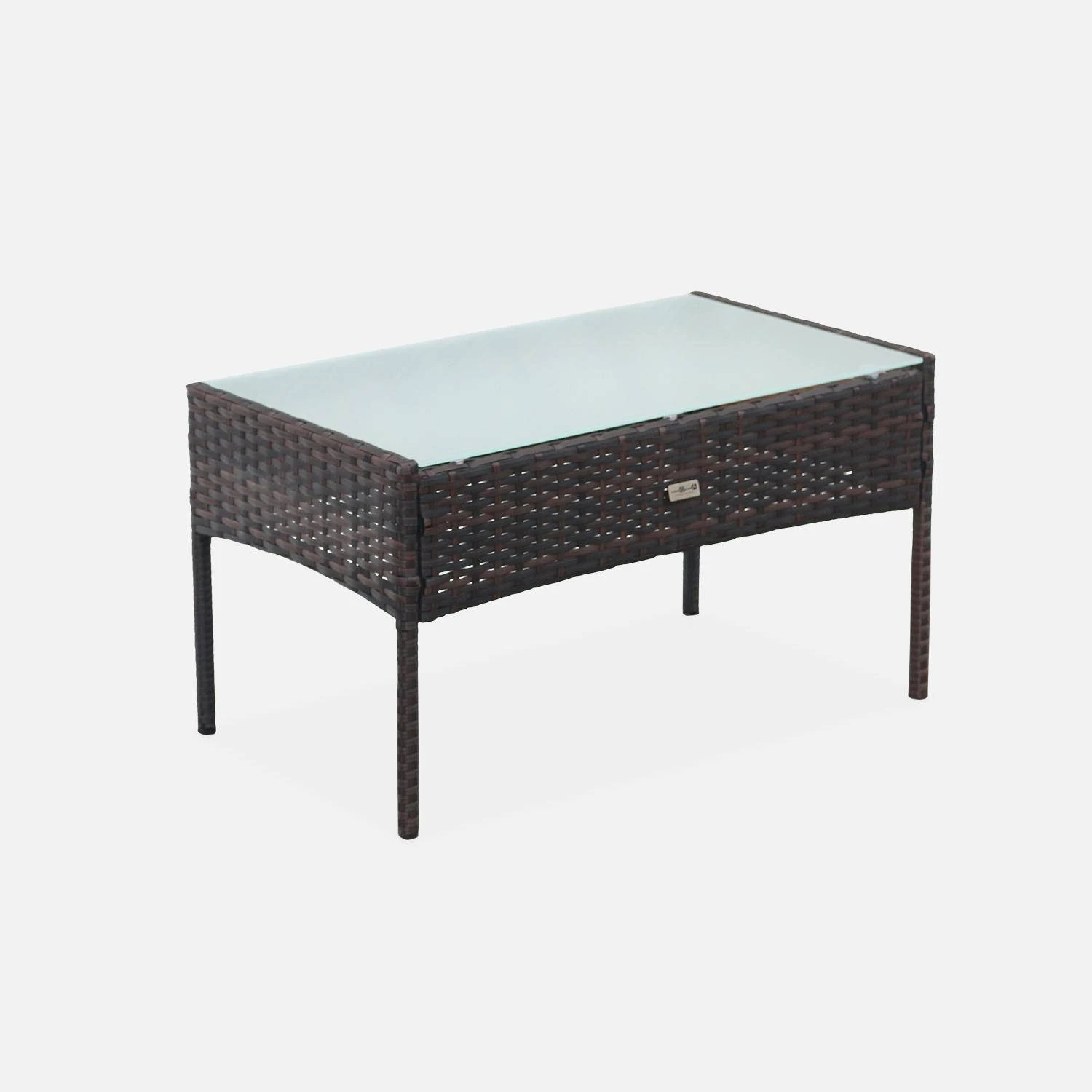 Salon De Jardin Résine Tressée 4 Places Couleur : Marron / Ecru – Image 6