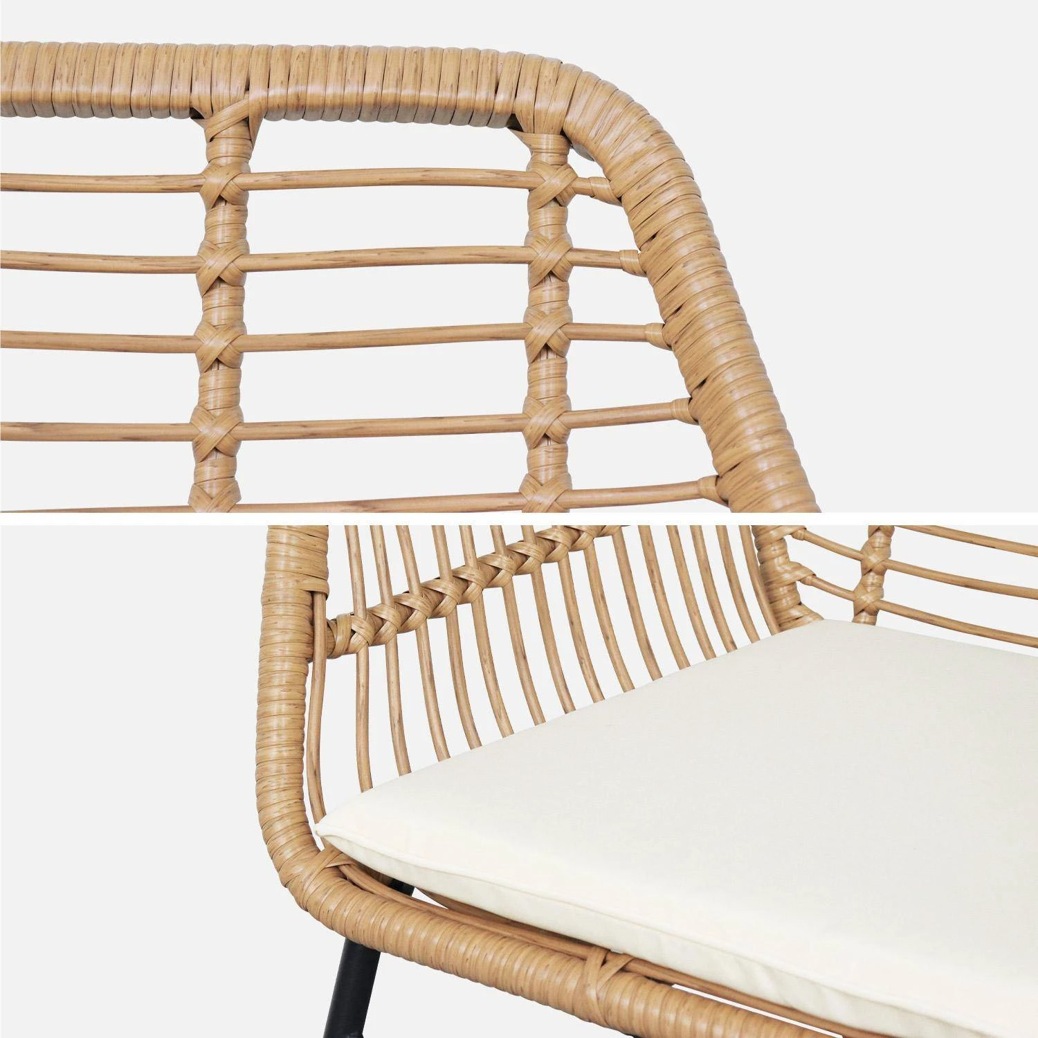 Salon De Jardin Résine Effet Rotin Et Métal 4 Places – Image 7