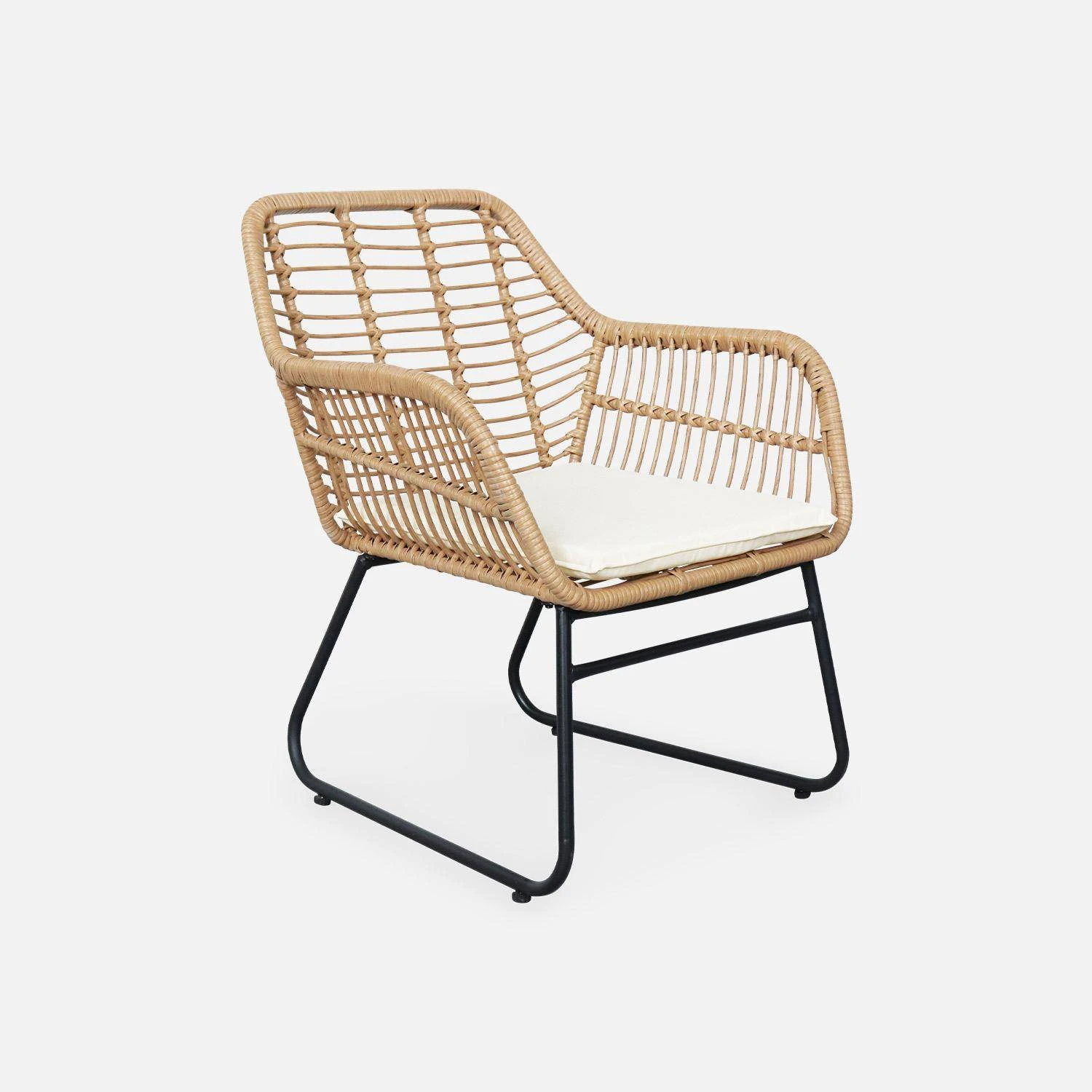 Salon De Jardin Résine Effet Rotin Et Métal 4 Places – Image 4