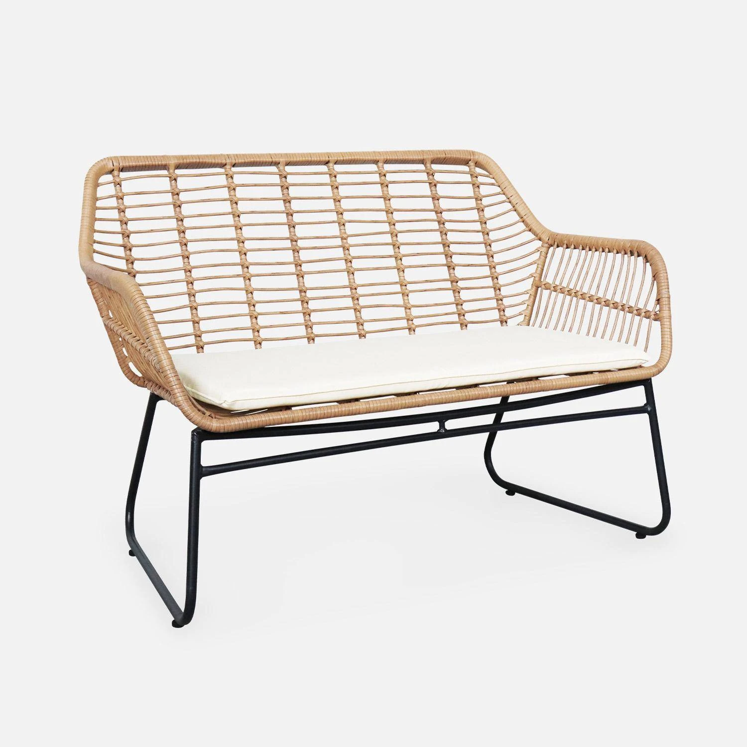 Salon De Jardin Résine Effet Rotin Et Métal 4 Places – Image 5