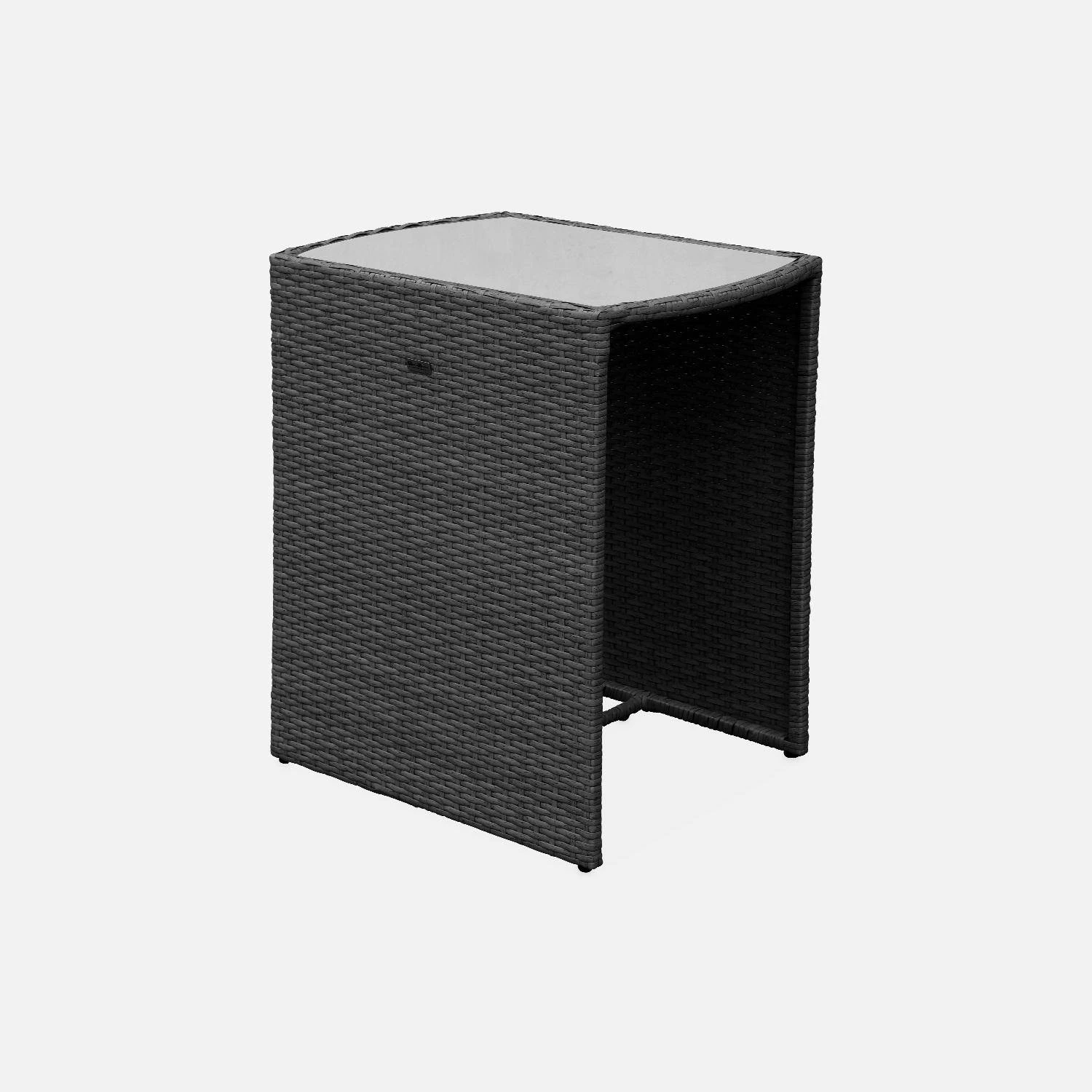 Table De Jardin Encastable Résine Tressée, 2 Chaises Couleur : Noir / Ecru – Image 4