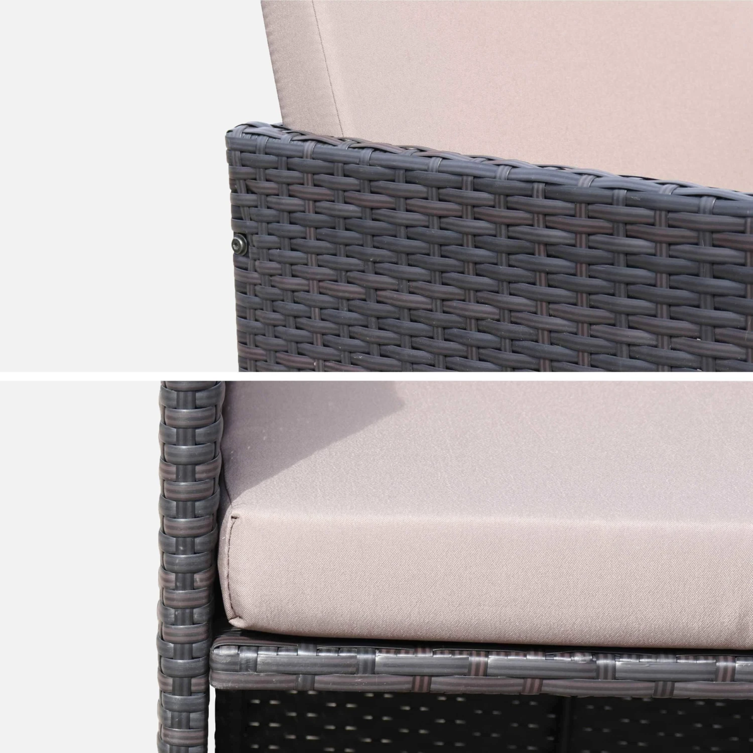 Table De Jardin Encastrable Résine Tressée, 12 Fauteuils Couleur : Marron / Taupe – Image 4