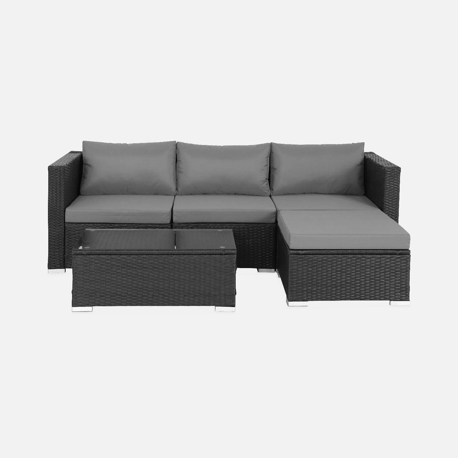 Salon De Jardin Résine 4 Places Couleur : Noir / Gris – Image 2