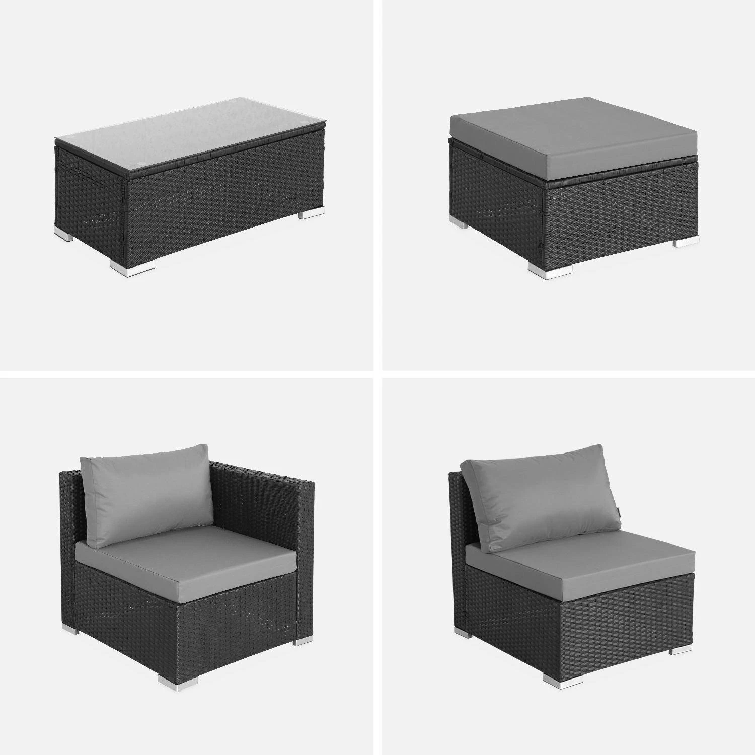 Salon De Jardin Résine 4 Places Couleur : Noir / Gris – Image 3