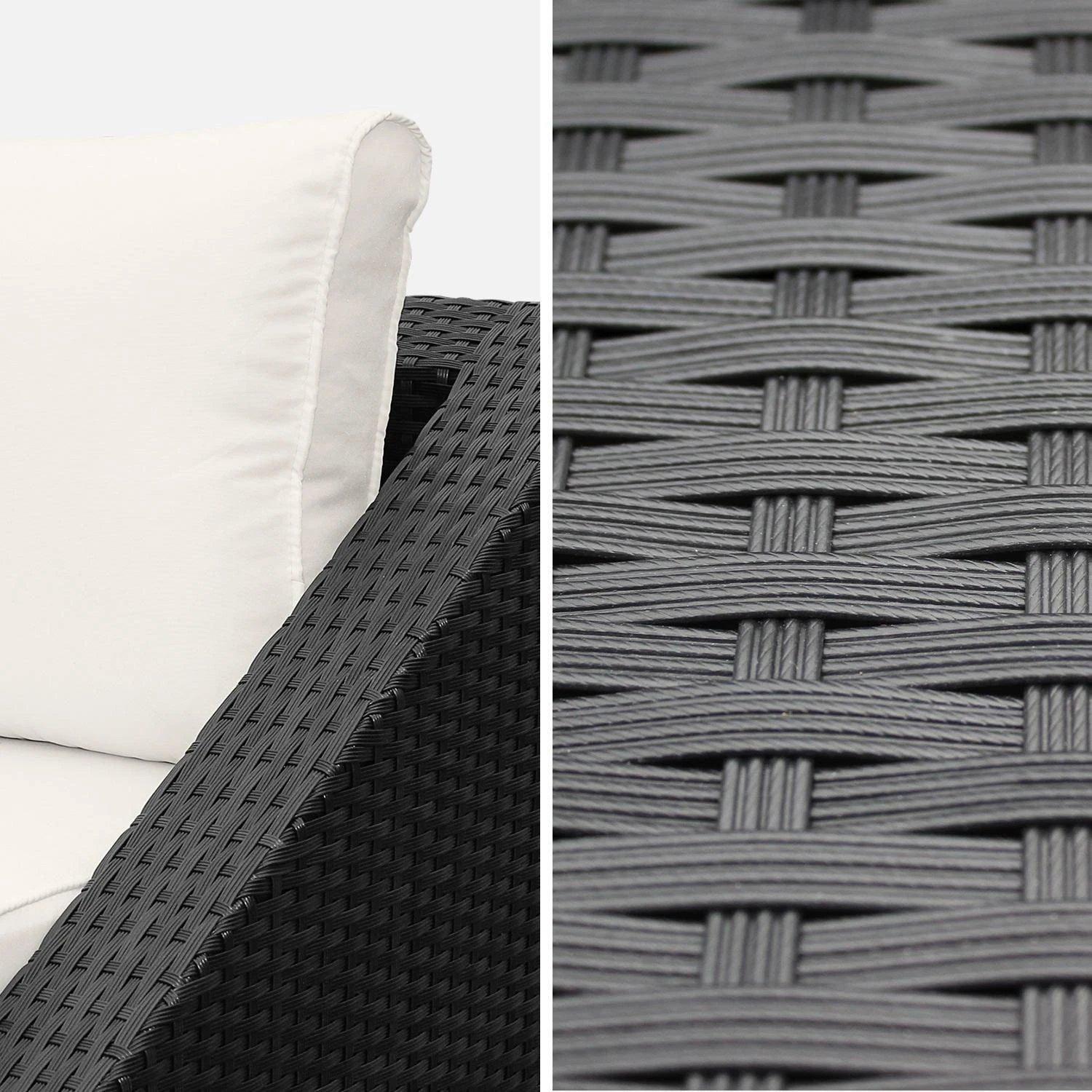 Salon De Jardin Triangle Résine Tressée 2 Places Couleur : Noir / Ecru – Image 6