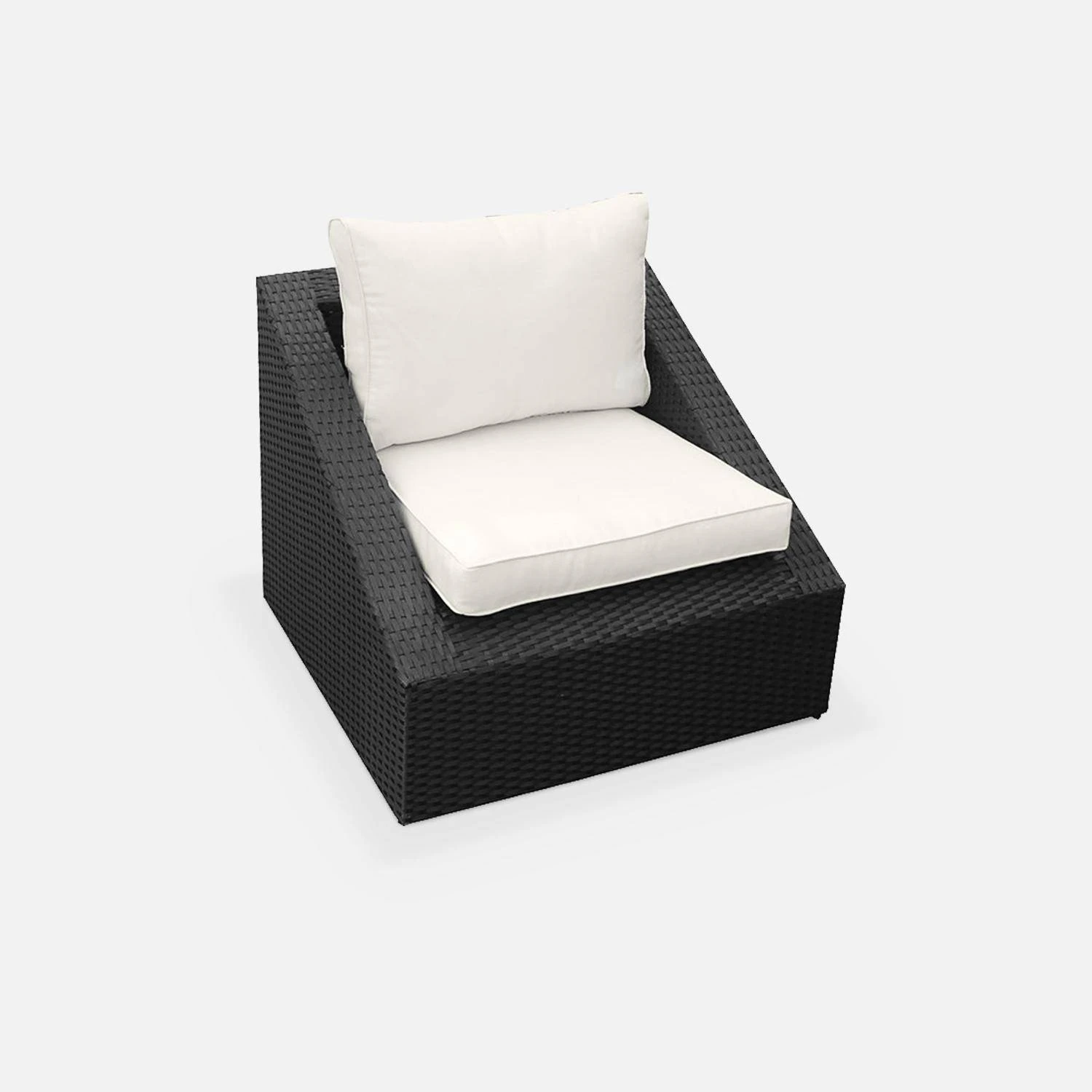 Salon De Jardin Triangle Résine Tressée 2 Places Couleur : Noir / Ecru – Image 4