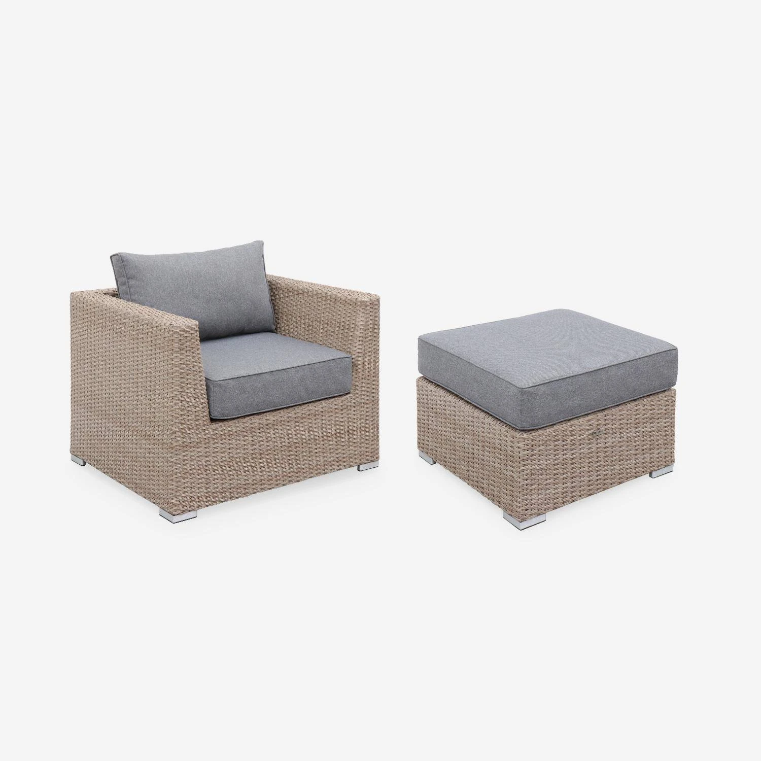 Salon De Jardin Résine Tressée Arrondie 12 à 14 Places Couleur : Beige / Gris Foncé – Image 5