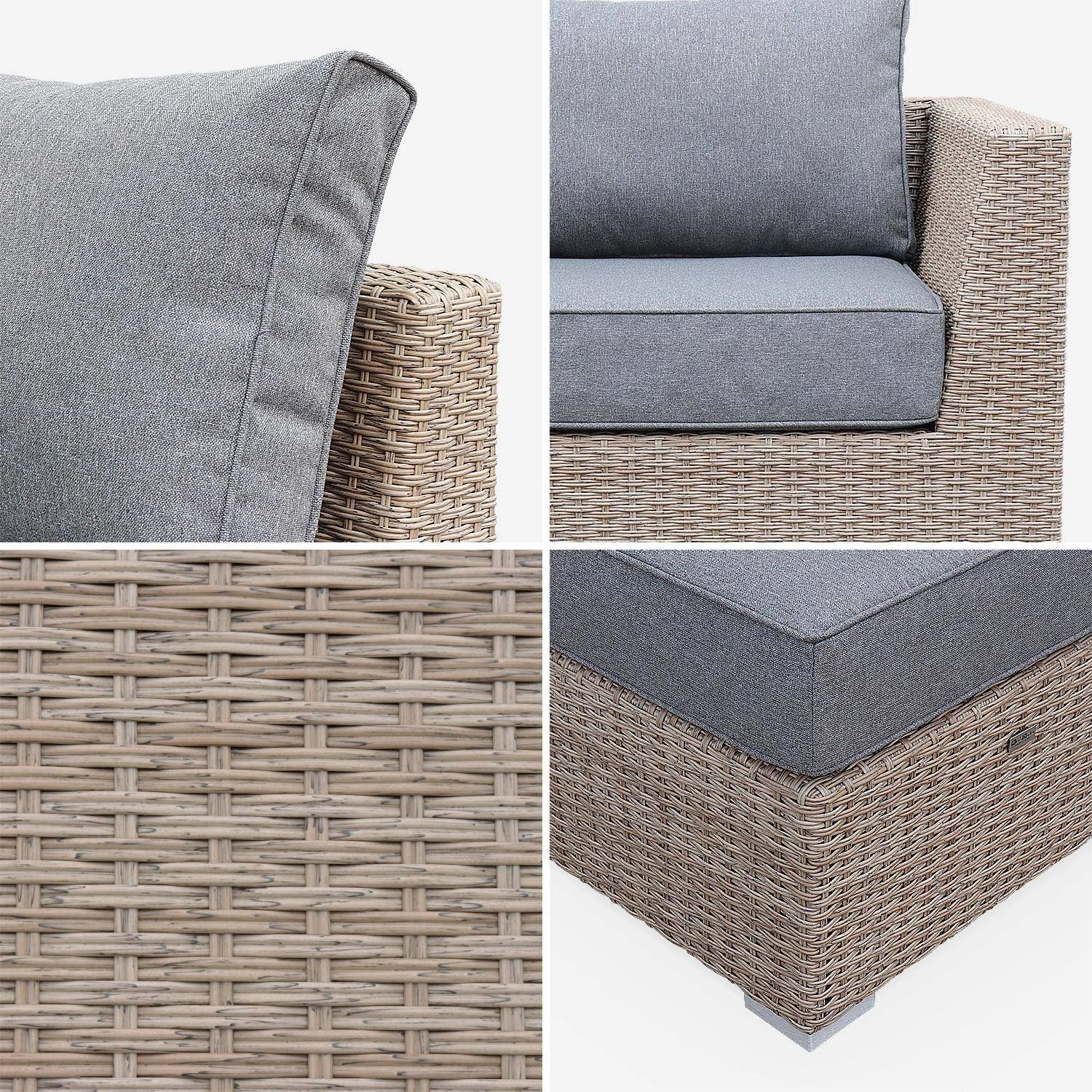 Salon De Jardin Résine Tressée Arrondie 12 à 14 Places Couleur : Beige / Gris Foncé – Image 8