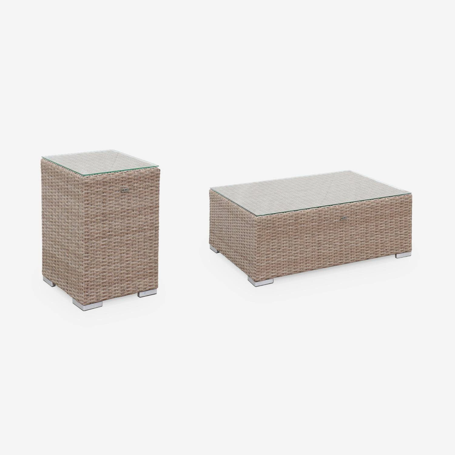 Salon De Jardin Résine Tressée Arrondie 12 à 14 Places Couleur : Beige / Gris Foncé – Image 7